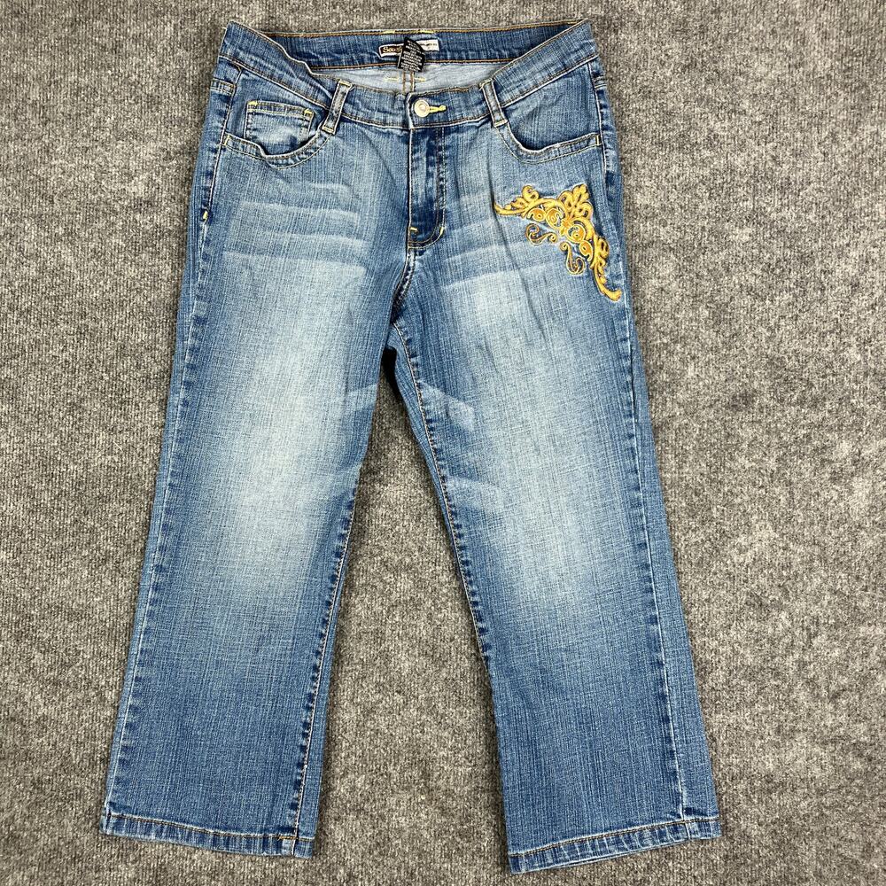 Southpole Jeans Womens Size 11 Blue Bootcut Embroidered Mid Rise Denim